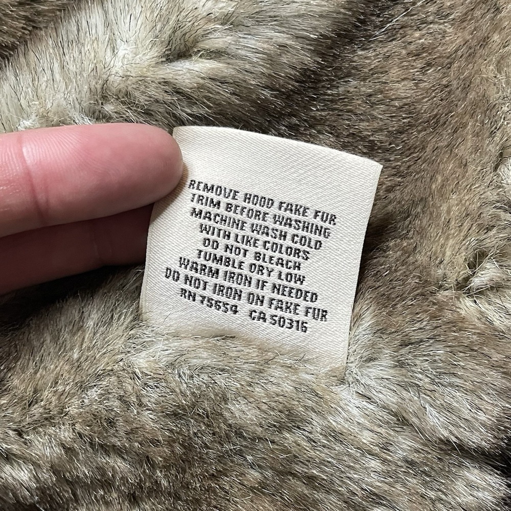 Vintage Y2K Abercrombie & Fitch Parka Jacket Faux Fur Hooded Lined Womens Size L - Picture 12 of 16